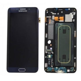 Samsung G925F Galaxy S6 Edge schermo / display (nero) (con una cornice) (usato grade B, originale)