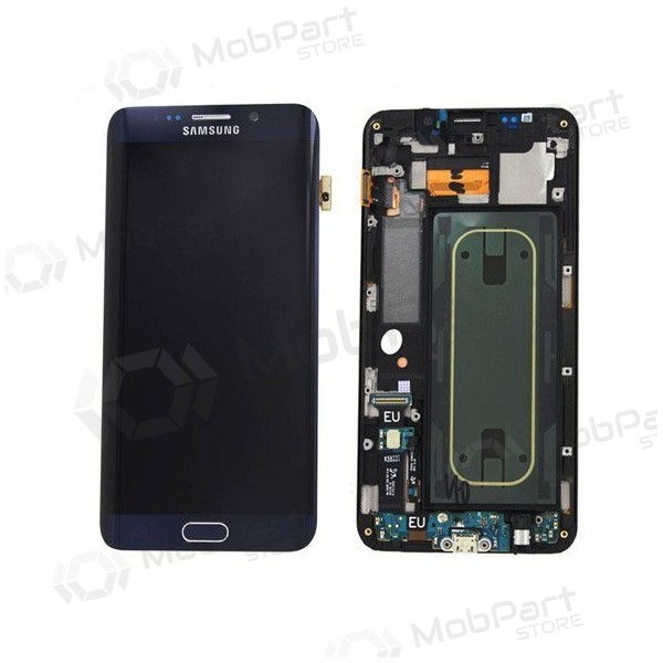 Samsung G925F Galaxy S6 Edge schermo / display (nero) (con una cornice) (usato grade B, originale)