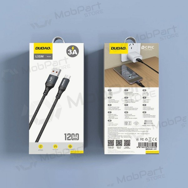 Cavo Micro USB Dudao L3SM USB-A a Micro USB 1.2 m 3 A nero