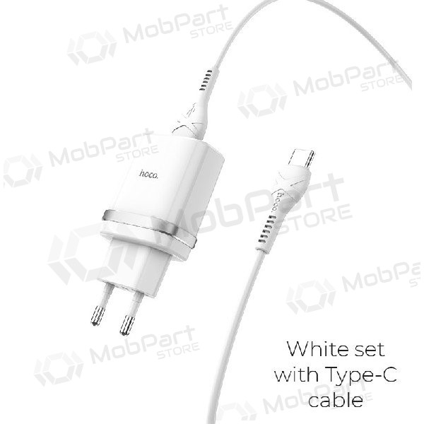 Caricatore HOCO C12Q Smart USB + type-C cavo (QC3.0) (bianca)