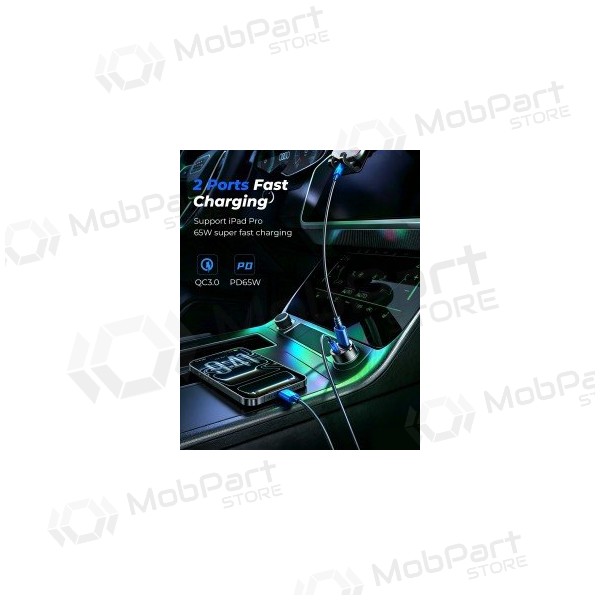 Caricabatterie da auto Joyroom JR-CCN18 65 W USB-C + USB-A nero