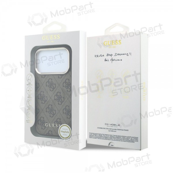 Custodia per Apple iPhone 18 Pro - Guess PU Leather 4G Gold Frame MagSafe (marrone)