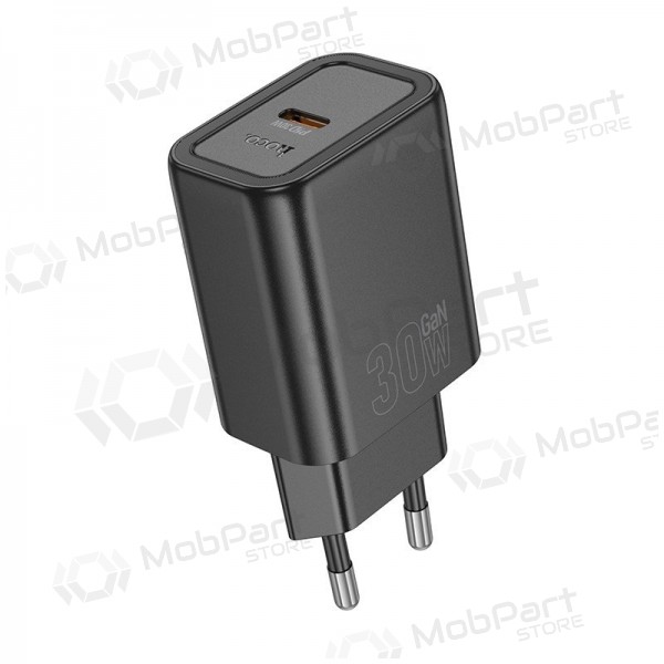 Caricabatterie per telefono Hoco N63 30 W GaN USB-C + USB-A nero