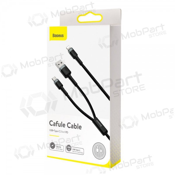 USB cavo Baseus Cafule 2in1 Type-C Lightning 20w 1.2m (grigio-nero) CATKLF-BG1