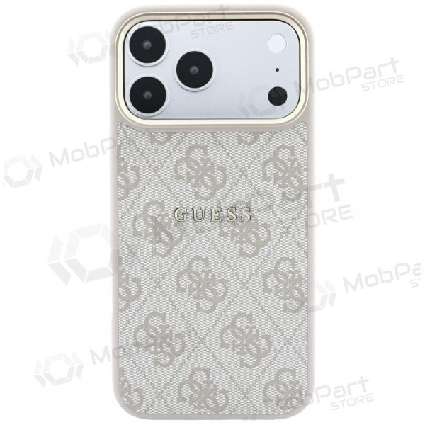 Custodia per Apple iPhone 18 Pro - Guess PU Leather 4G Gold Frame Embossed MagSafe (rosa)