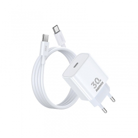 Caricabatterie per telefono Remax RP-U71 30 W GaN USB-C con cavo USB-C 1 m bianco
