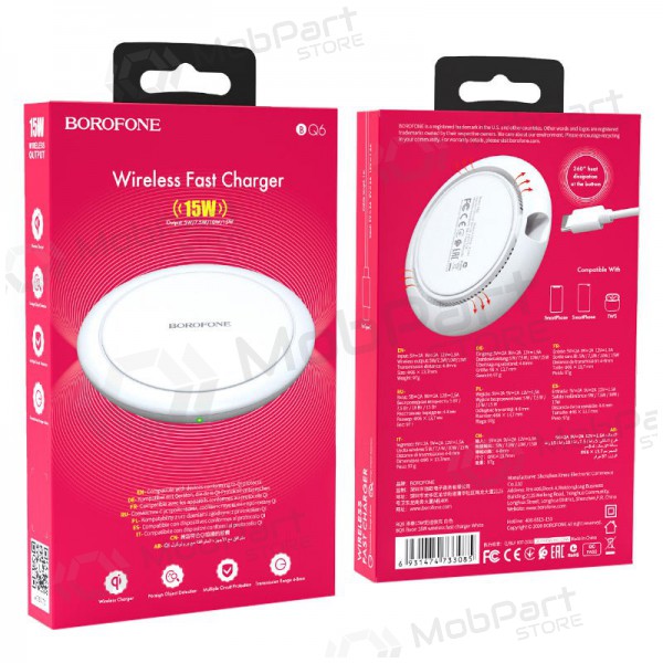 Caricatore senza fili Borofone BQ6 QC3.0 (15W) (bianca)