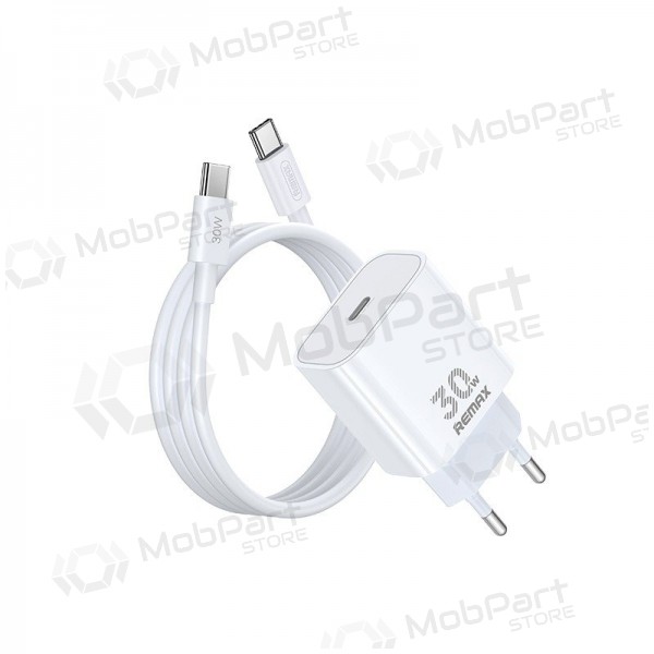 Caricabatterie per telefono Remax RP-U71 30 W GaN USB-C con cavo USB-C 1 m bianco