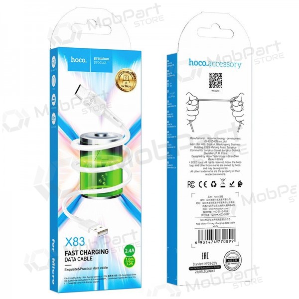 Cavo Micro USB Hoco X83 USB-A a Micro USB 1 m bianco