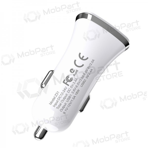 Caricatore automobilinis Hoco Z31 Quick Charge 3.0 (3.4A) x 2 USB (bianca)