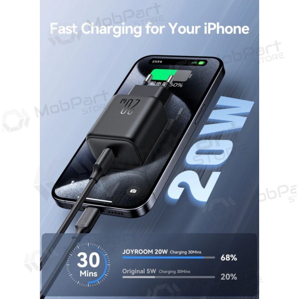 Caricatore Joyroom JR-TCF20 USB-C PD20W + USB-C to USB-C cable 1.0m bianca