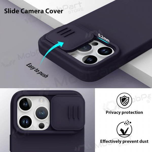 Apple iPhone 15 Pro custodia „Nillkin Silicone“ (tamsiai viola)