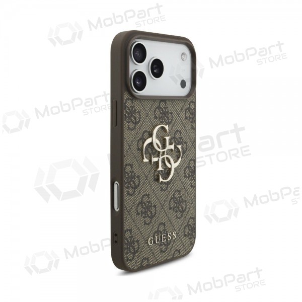 Custodia per Apple iPhone 18 Pro - Guess PU 4G Metal Logo (marrone)