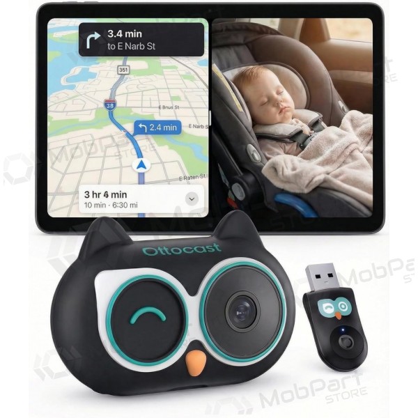 Adattatore CarPlay wireless Ottocast Cabin Care CA520-T con funzione baby monitor nero