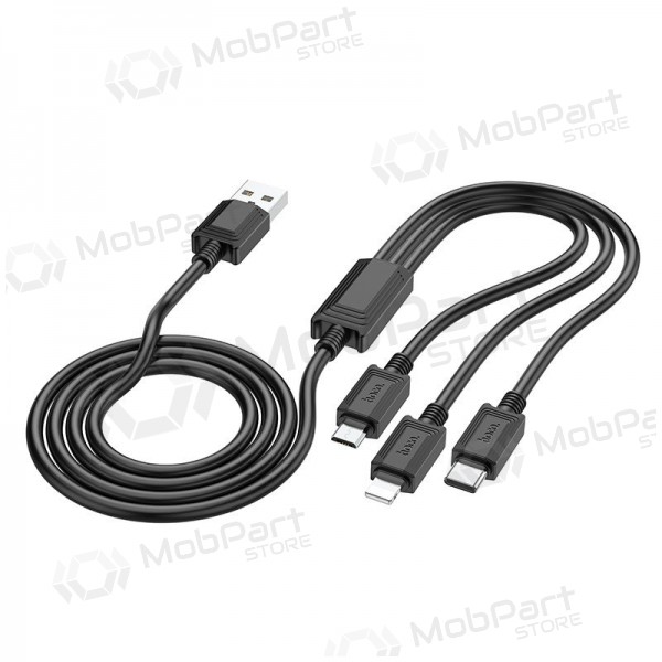USB cavo Hoco X74 3in1 microUSB-Lightning-Type-C 1.0m (nero)