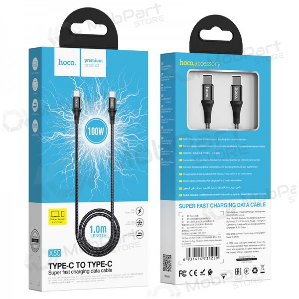Cavo USB Hoco X50 Exquisito Type-C - Type-C 100W 1.0m (nero)