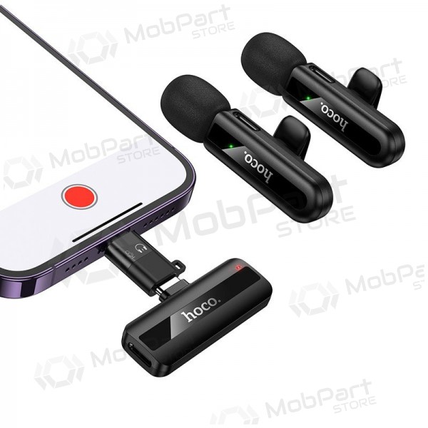Belaidžių mikrofonų rinkinys Hoco L20A USB-C/Lightning nero