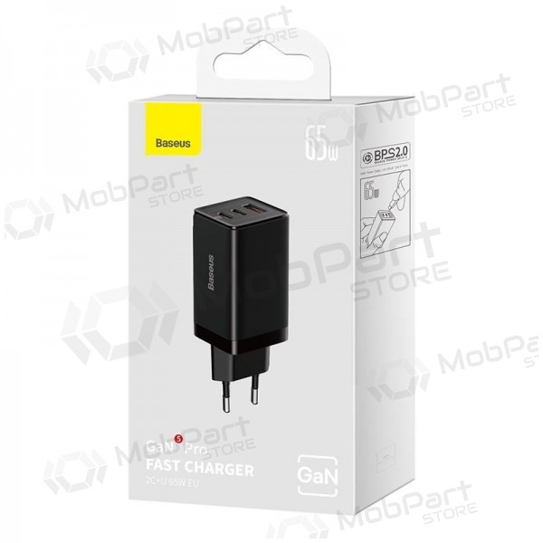 Caricabatterie per telefono Baseus GaN5 Pro 65 W 2xUSB-C + USB-A GaN PD QC nero CCGP120201