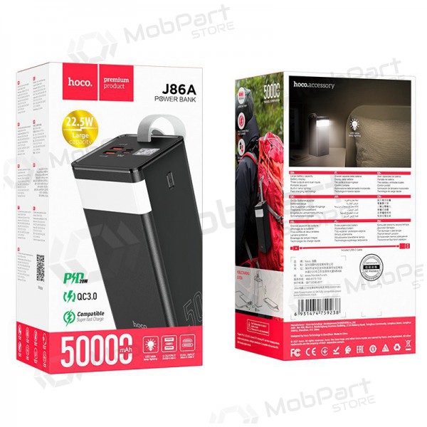 Batteria esterna Power Bank Hoco J86A 22.5W Quick Charge 3.0 50000mAh nero