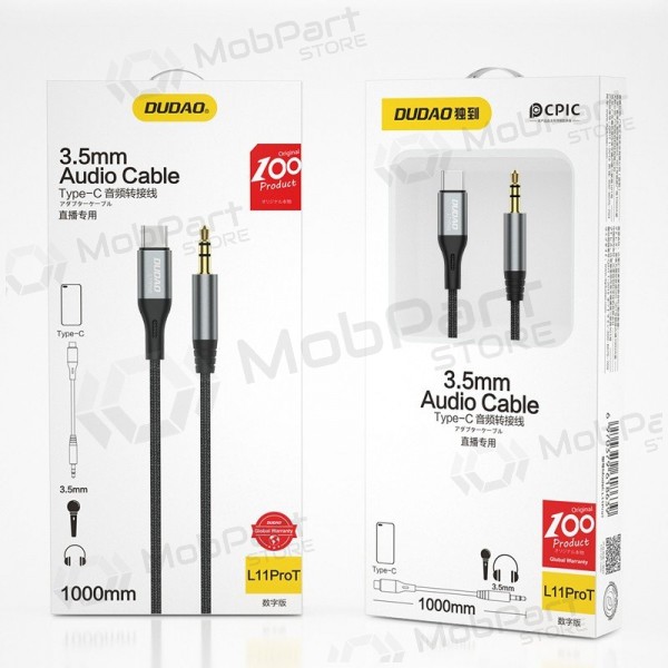 Cavo audio Dudao L11ProT USB-C a 3.5 mm 1 m nero