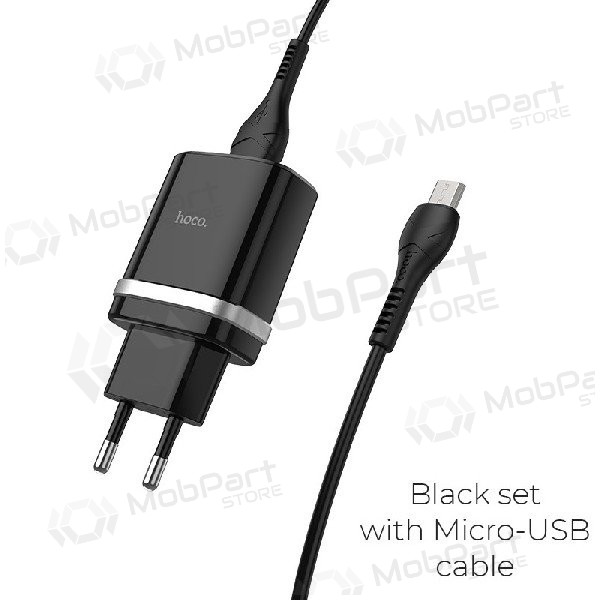 Caricatore HOCO C12Q Smart USB + microUSB cavo (QC3.0) (nero)