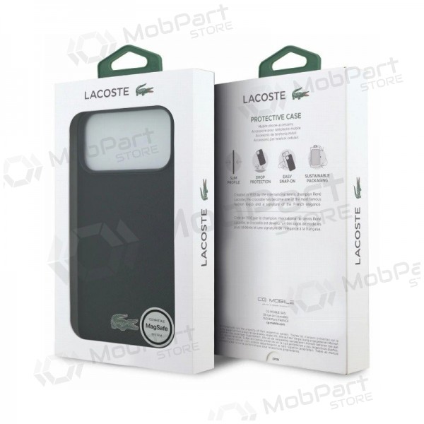 Custodia per Apple iPhone 18 Pro - Lacoste PVC Petit Pique Semi Wrap Embossed MagSafe (nero)