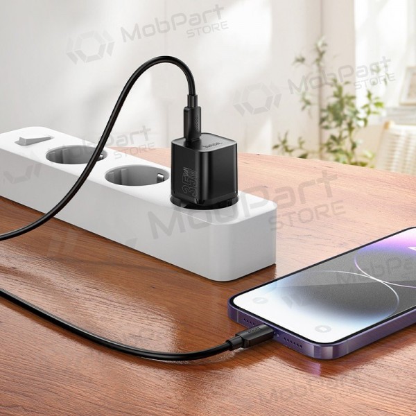 Caricabatterie per telefono Hoco N66 35 W GaN USB-C + USB-A con cavo Lightning 1 m bianco
