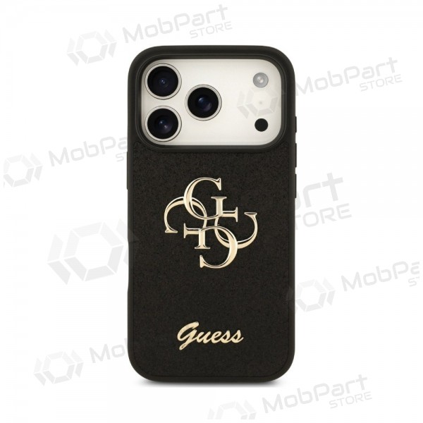 Custodia per Apple iPhone 18 Pro - Guess PU Fixed Glitter 4G Metal Logo (nera)