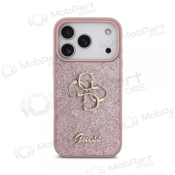 Custodia per Apple iPhone 18 Pro - Guess PU Fixed Glitter 4G Metal Logo (rosa)