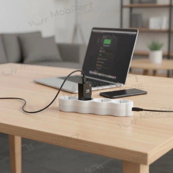 Caricabatterie per telefono Blue Star Slim 25 W GaN USB-C + USB-A nero