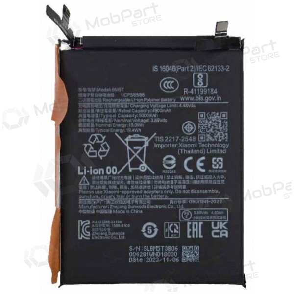 Batteria per Xiaomi 13T, 14T, Poco X6 Pro, Poco M6 Pro 4G, Redmi Note 13 Pro 4G, accumulatore (BM5T)