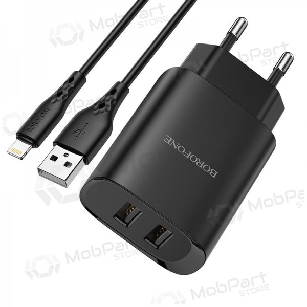 Caricatore Borofone BN2 2xUSB 2.1A + Lightning (nero)