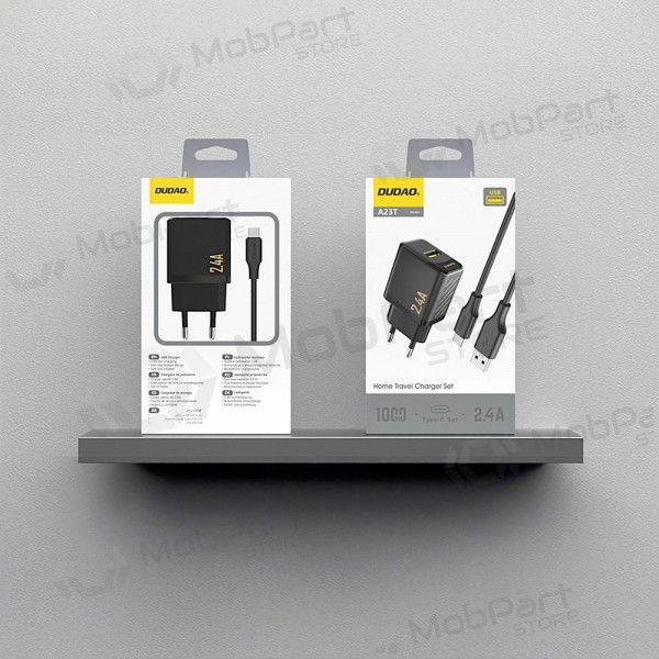 Caricabatterie per telefono Dudao A23T 12 W USB-A con cavo USB-C 1 m nero