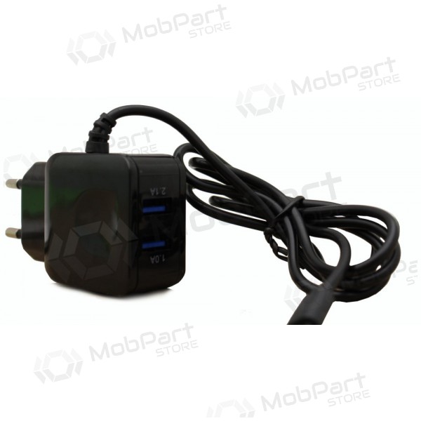 Caricabatterie F13c FastCharging x 2 USB (3.1A) + microUSB (nero)