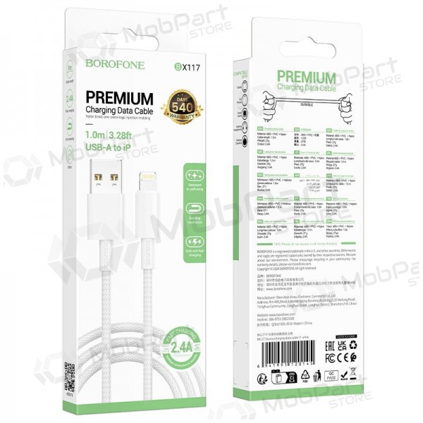 Cavo Lightning Borofone BX117 USB-A a Lightning 1 m 2.4A bianco