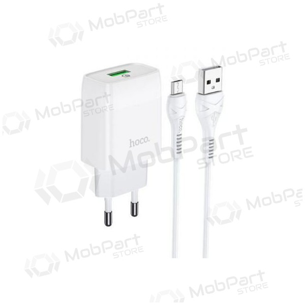 Caricatore HOCO C72Q Glorious USB + microUSB cavo (QC3.0) (bianca)