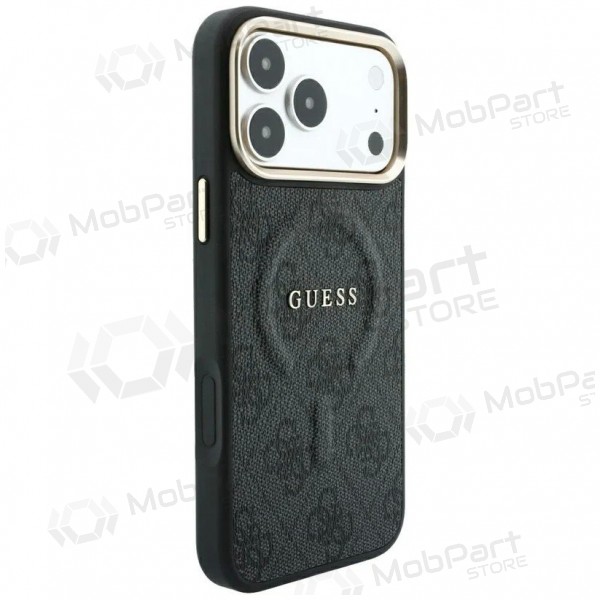 Custodia per Apple iPhone 18 Pro - Guess PU Leather 4G Gold Frame Embossed MagSafe (nera)