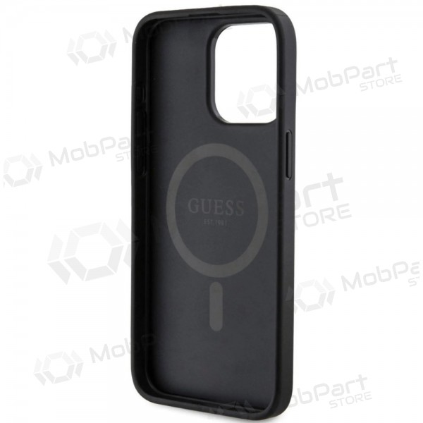 Custodia per Apple iPhone 15 Pro Max - Guess PU Leather 4G Colored Ring MagSafe (nera)