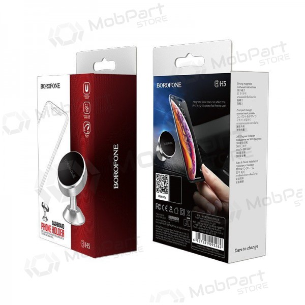 Automobilinis universale telefono laikiklis Borofone BH5 Platinum, tvirtinamas ant prietaisų skydelio, magnetinis