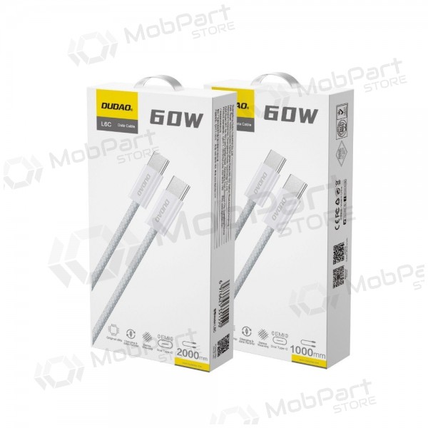 Cavo USB-C Dudao L6C USB-C a USB-C 2 m 60 W bianco