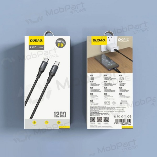 Cavo Lightning Dudao L3CL USB-C a Lightning 1.2 m 30 W nero