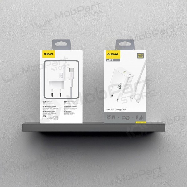 Caricabatterie Dudao A27C GaN 25W USB-C + cavo USB-C a USB-C 1.0m bianco