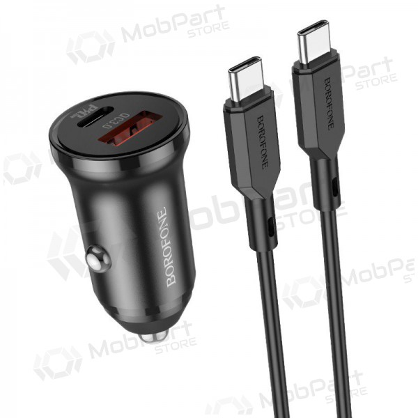 Caricatore automobilinis Borofone BZ18A USB-A/Type-C PD20W+QC3.0 + Type-C (nero)