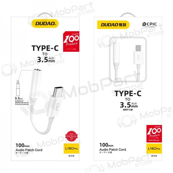 Adattatore audio Dudao L16CPro USB-C a 3.5 mm bianco