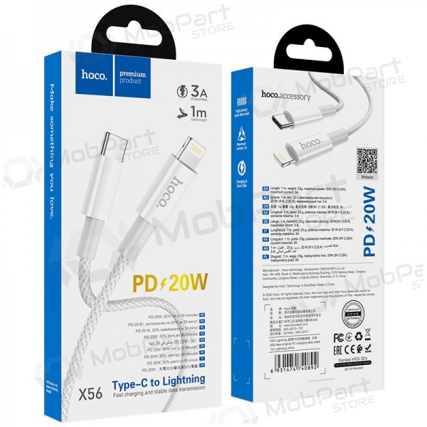 Cavo Lightning Hoco X56 USB-C a Lightning 1 m PD bianco