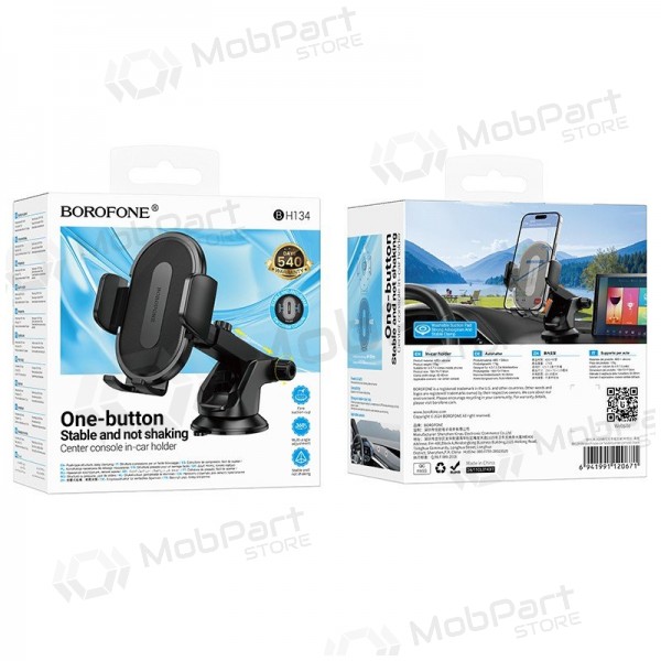 Supporto per telefono da auto Borofone BH134 sul cruscotto 4.5–7 pollici.