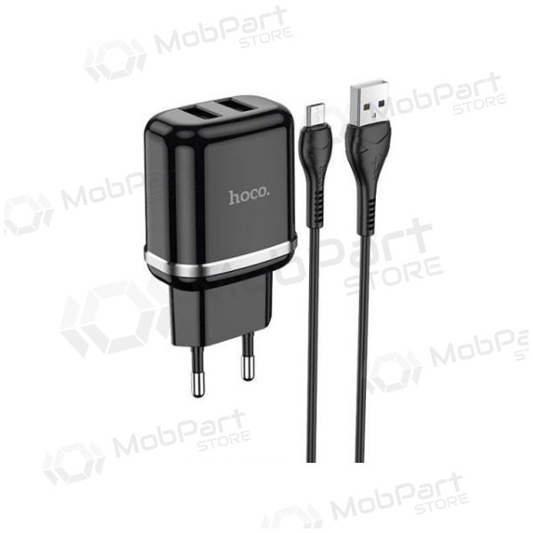 Caricatore HOCO N4 Aspiring Dual USB + microUSB cavo (5V 2.4A) (nero)