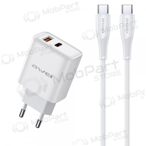 Caricabatterie per telefono Awei PD81C-EU 22.5 W USB-C + USB-A con cavo USB-C 1 m