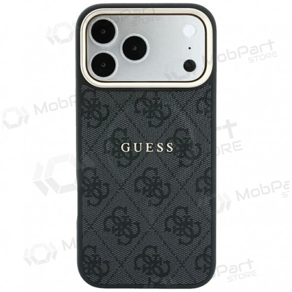 Custodia per Apple iPhone 18 Pro - Guess PU Leather 4G Gold Frame Embossed MagSafe (nera)