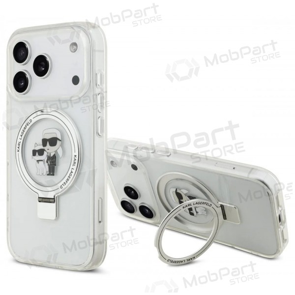 Custodia per Apple iPhone 17 Pro Max - Karl Lagerfeld Ringstand Karl and Choupette MagSafe (trasparente)